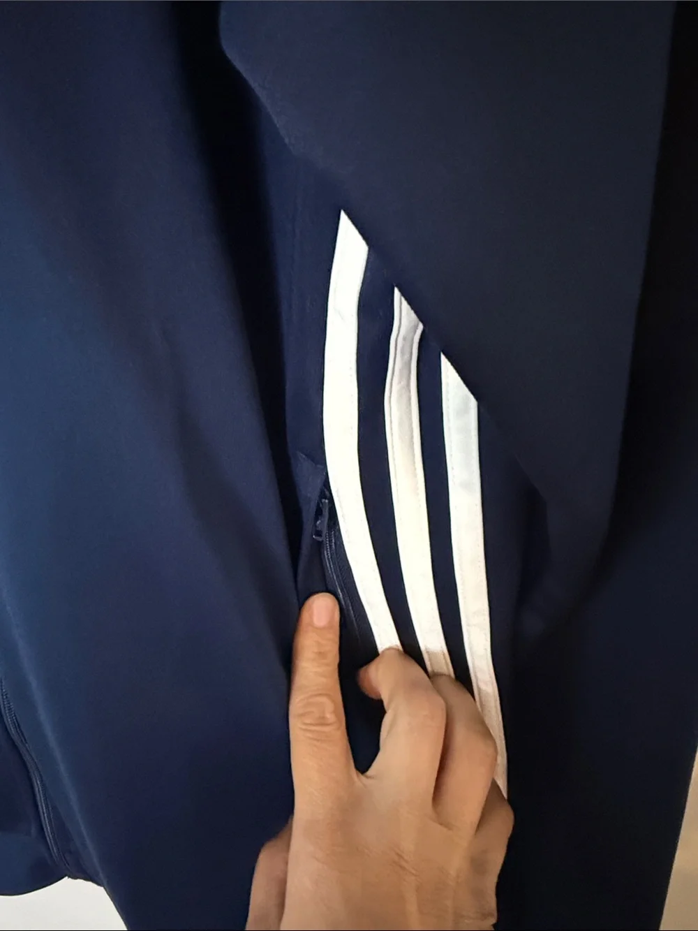 adidas Navy Track Jacket with White Stripes men’s medium zip up full zip